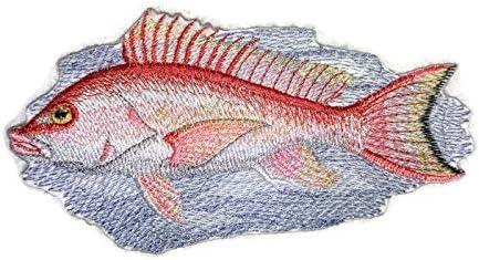 שפע הטבע של הטבע דיוקנאות דגים מותאמים אישית של הטבע [דג חוטף אדום] ברזל רקום על תיקון/תפירה [6.5 x3.5] מיוצר בארהב